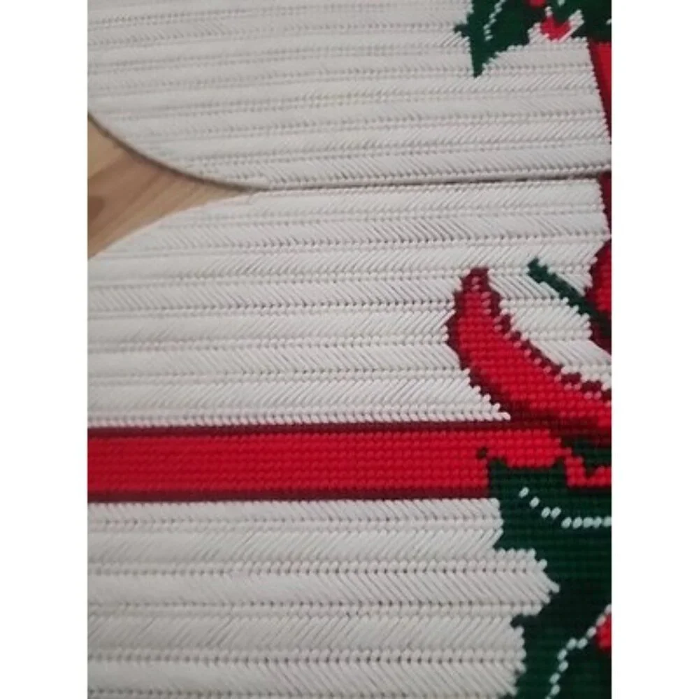 Vintage Christmas Handmade Holly Berry Bow Placemats Set of 2 Red Green White
